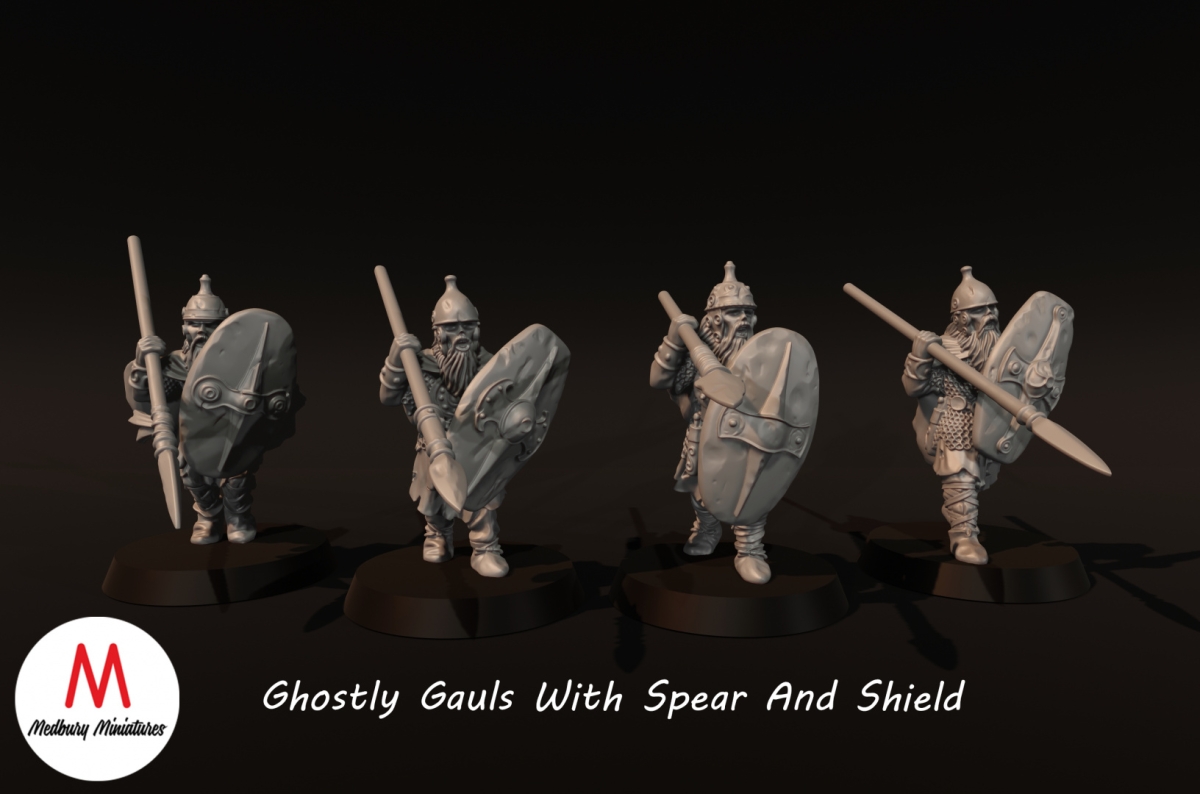 Ghostly Gauls with spear and shield